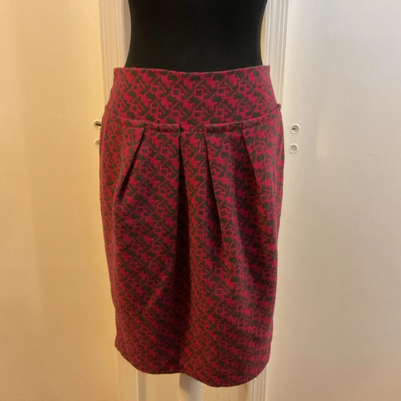 Anthropologie Dresses & Skirts - 🌹Anthropologie Wool Tulip Eva Franco Pink & Gray Geometric Pattern Pleated Skirt